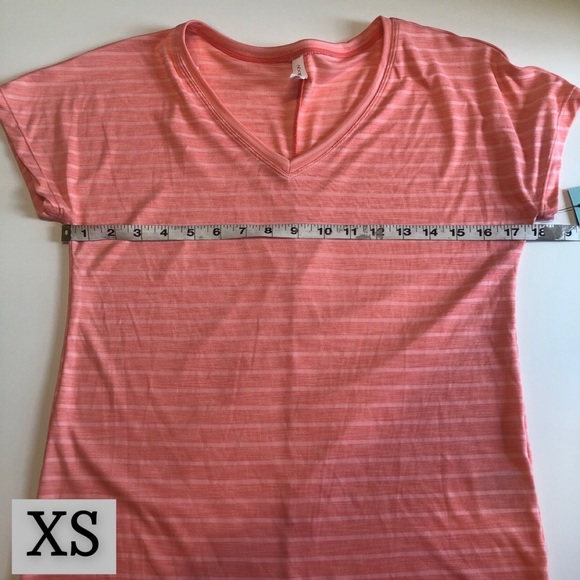 Ideology Coral Pink Striped V-Neck Tee Shirt, Short Sleeve, Multiple Sizes, NWT! - Picture 4 of 13